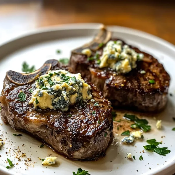 Air Fryer Cheesy Garlic Steaks with Blue Cheese Butter Recipe