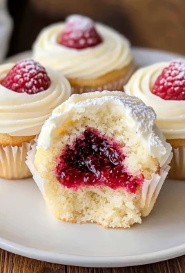 Almond Wedding Cake Cupcakes with Raspberry Filling