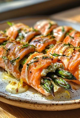 Asparagus and Lemon Basil Ricotta Stuffed Salmon Rolls with Lemon Sauce