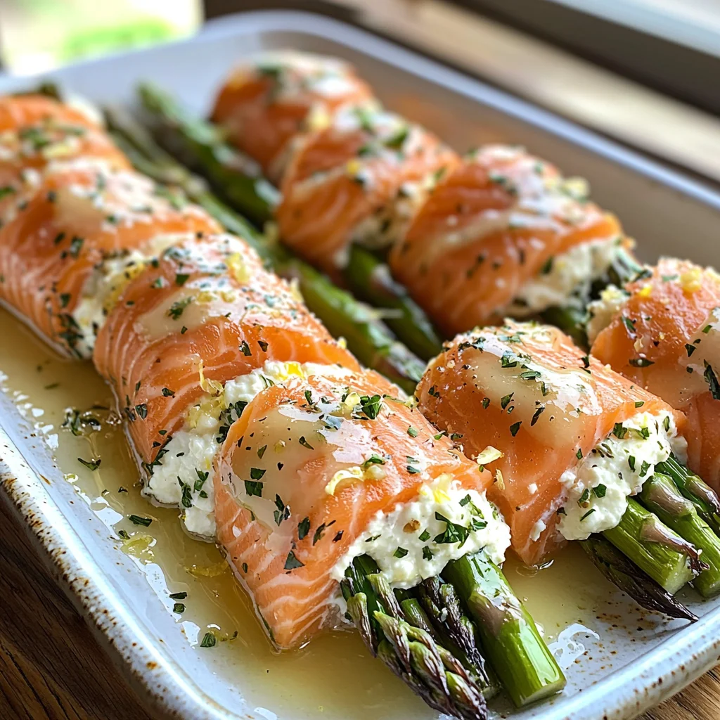 Asparagus and Lemon Basil Ricotta Stuffed Salmon Rolls with Lemon Sauce image 3