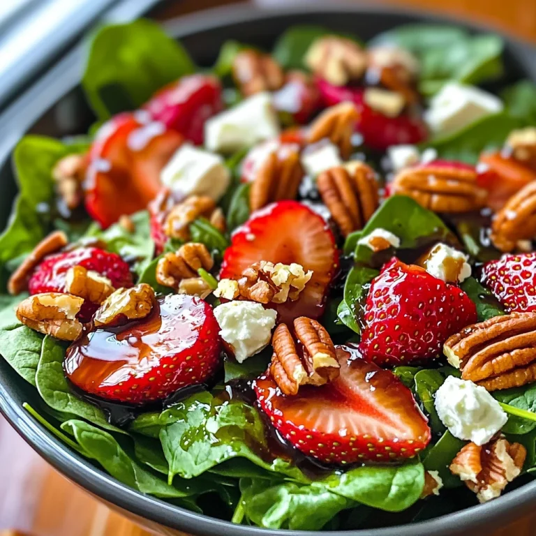 Delicious Spinach Strawberry Salad with Pecans and Feta Recipe