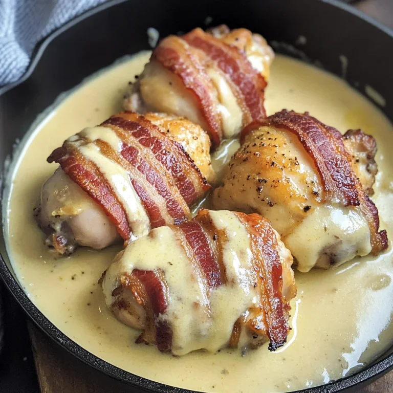 Keto Bacon-Wrapped Chicken in Cheese Sauce