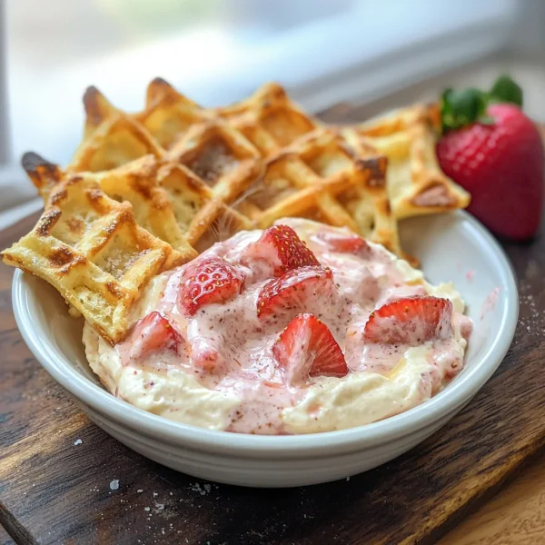Keto Strawberry Shortcake Chaffle Chips and Dip
