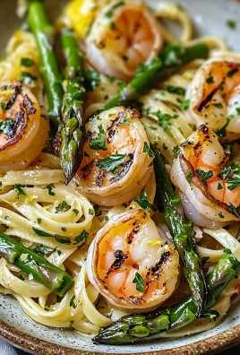 Lemon Asparagus Pasta with Grilled Shrimp