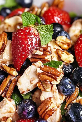 Low-Carb Mixed Berry Chicken Salad with Candied Pecans