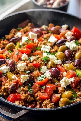 Mediterranean Keto Ground Chicken Skillet with Olives and Feta
