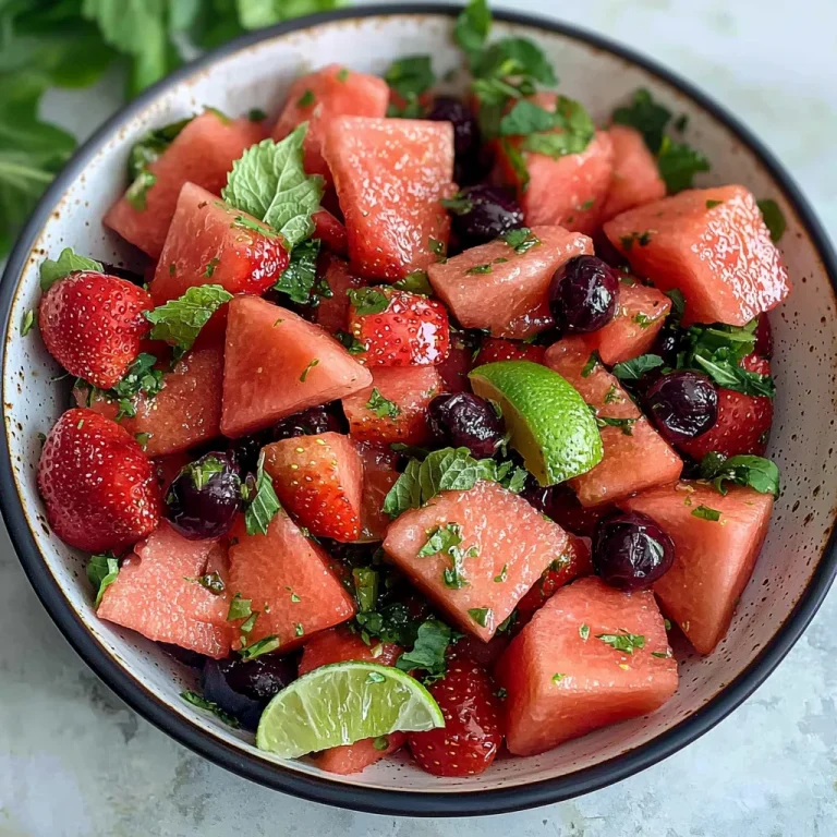 Strawberry Watermelon Salad with Honey-Lime Vinaigrette