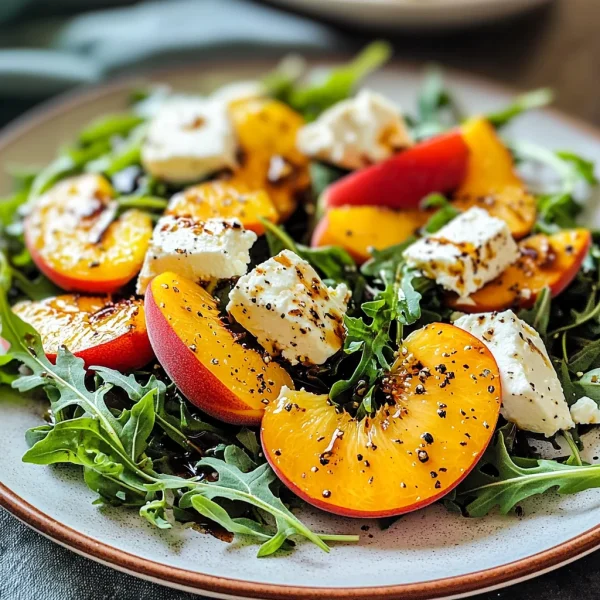 Summer Peach Salad with Feta and Arugula