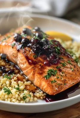 Blueberry Glazed Salmon with Lemon Herb Couscous