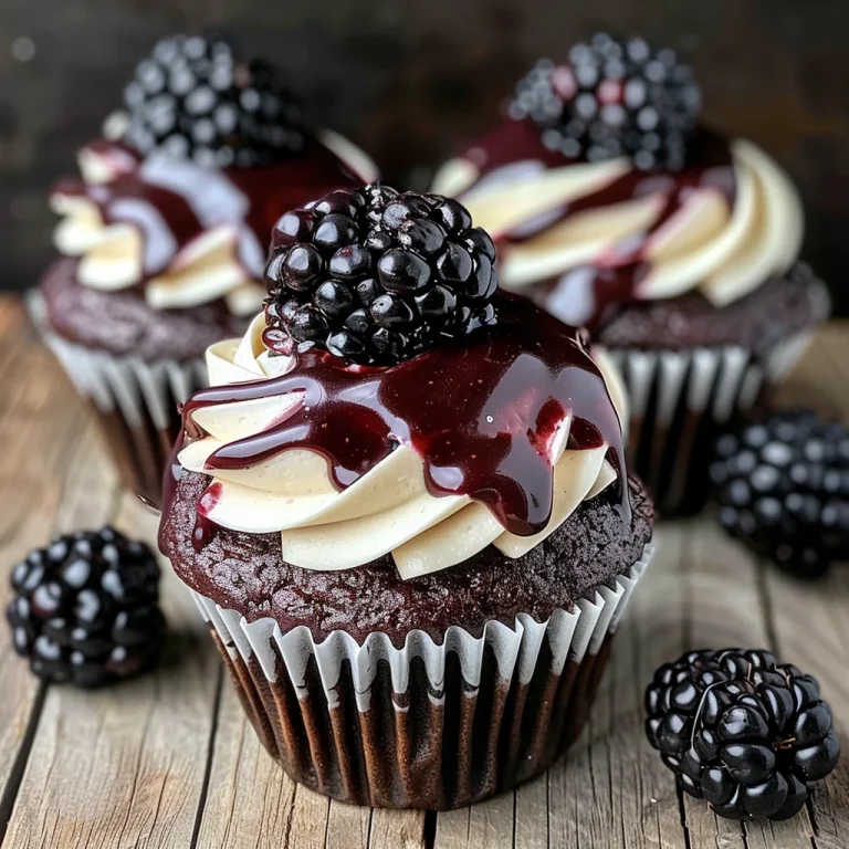 Decadent Dark Chocolate Blackberry Cupcakes