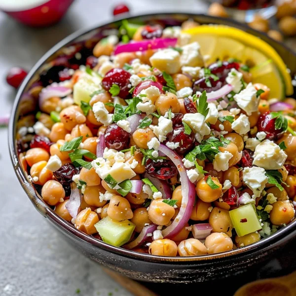 Feta & Cranberry Chickpeas with Lemon Vinaigrette