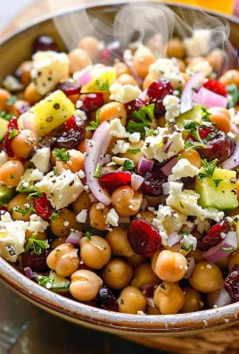 Feta & Cranberry Chickpeas with Lemon Vinaigrette – The Best 10-Minute Zesty Salad