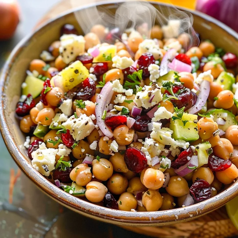 Feta & Cranberry Chickpeas with Lemon Vinaigrette – The Best 10-Minute Zesty Salad