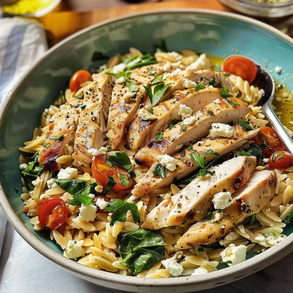 High Protein Mediterranean Chicken Orzo