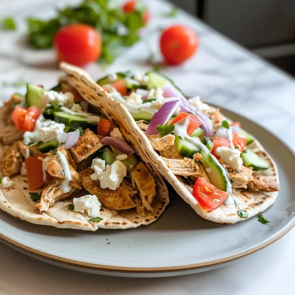 Mediterranean Chicken Pita Tacos