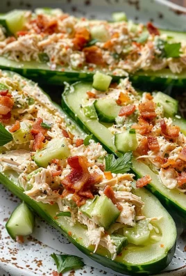 Bacon Ranch Chicken Salad Cucumber Boats