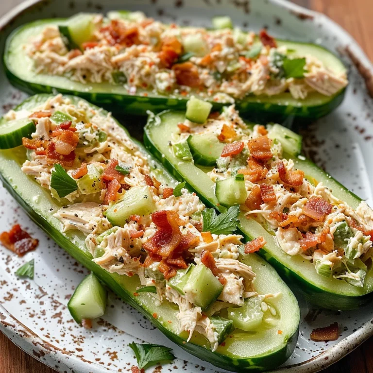 Bacon Ranch Chicken Salad Cucumber Boats