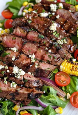 Balsamic Steak Gorgonzola Salad with Grilled Corn