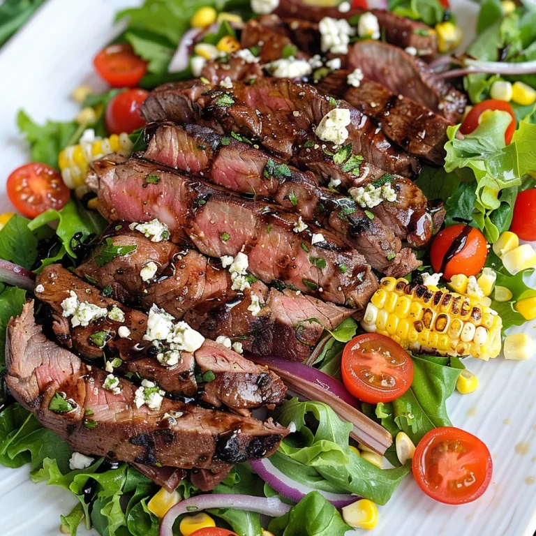 Balsamic Steak Gorgonzola Salad with Grilled Corn