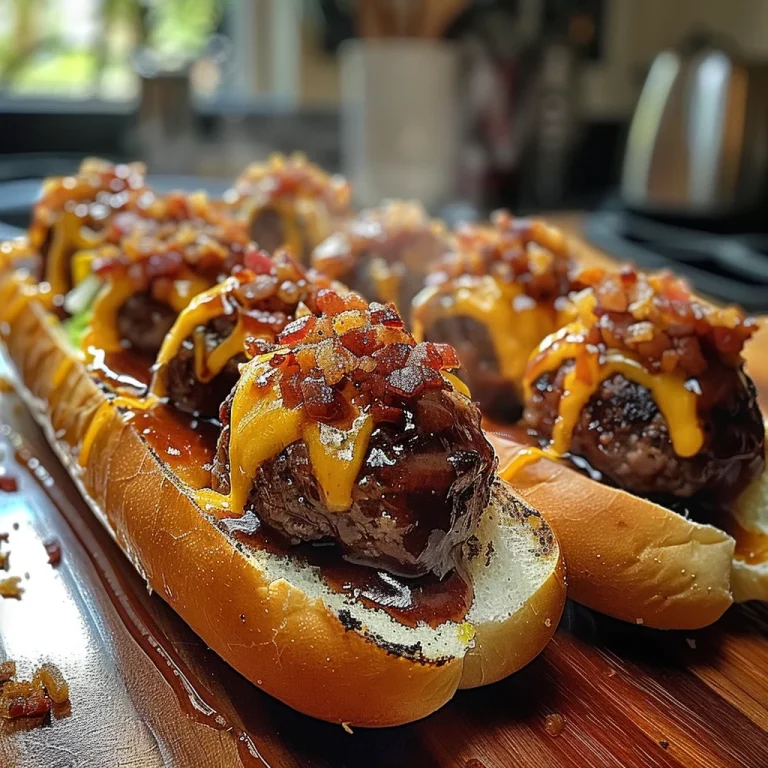 Bourbon BBQ Bacon Cheeseburger Meatball Subs Ready in 30 Minutes