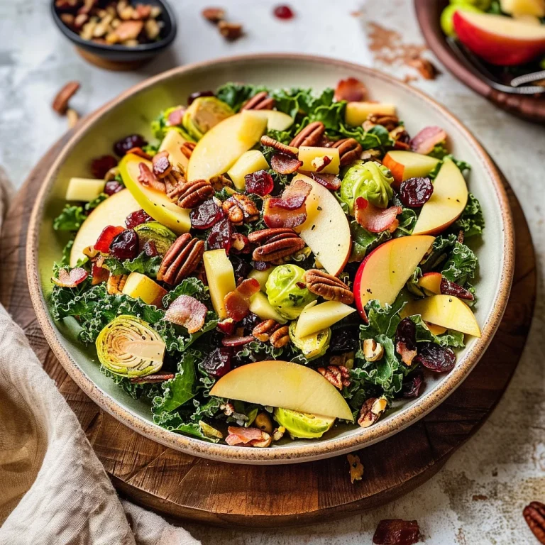 Brussels Sprout, Kale + Apple Salad with Sharp Cheddar + Bacon