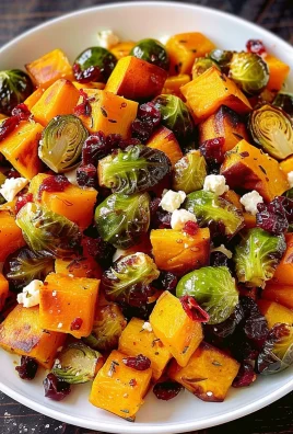 Cranberry-Glazed Roasted Butternut Squash, Brussels Sprouts, and Sweet Potato Salad