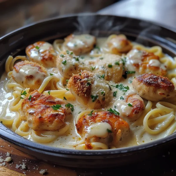 Garlic Butter Chicken Bites with Creamy Parmesan Pasta: An Incredible 7-Step Recipe