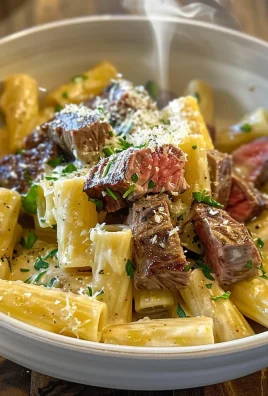 Garlic Butter Steak Tips with Cheesy Rigatoni