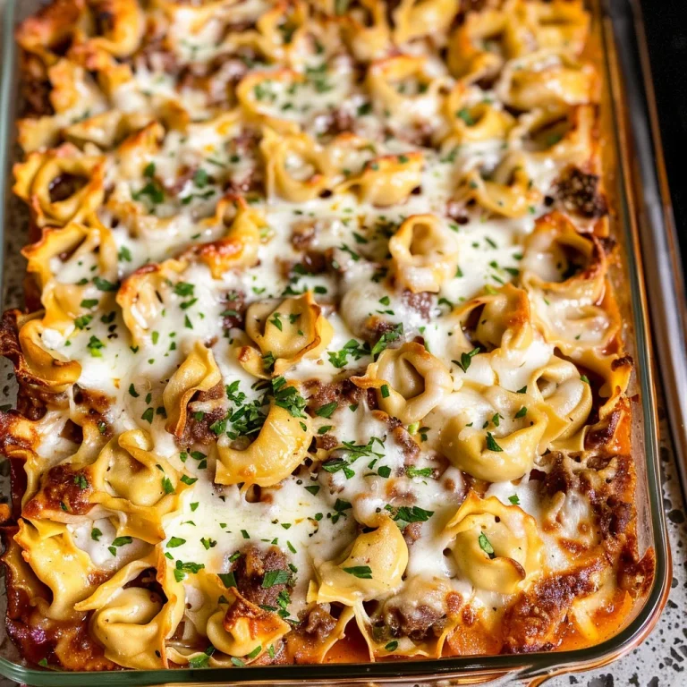 Golden Cheese Steak Tortellini Casserole