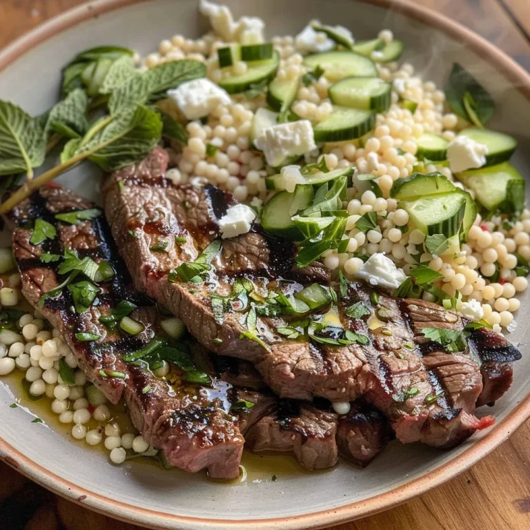 Grilled Skirt Steak with Lemon Herb Couscous Salad