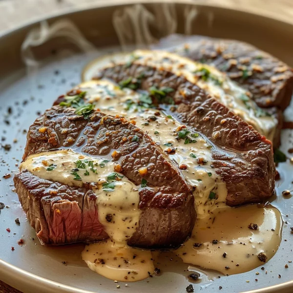 Juicy Steak with Creamy Garlic Sauce