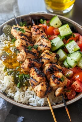 Mediterranean Bowl with Grilled Chicken Tawook Skewers