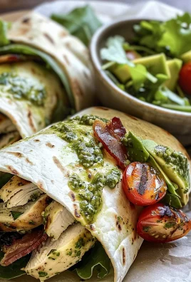 Pesto Chicken and Avocado Bacon Salad Wraps