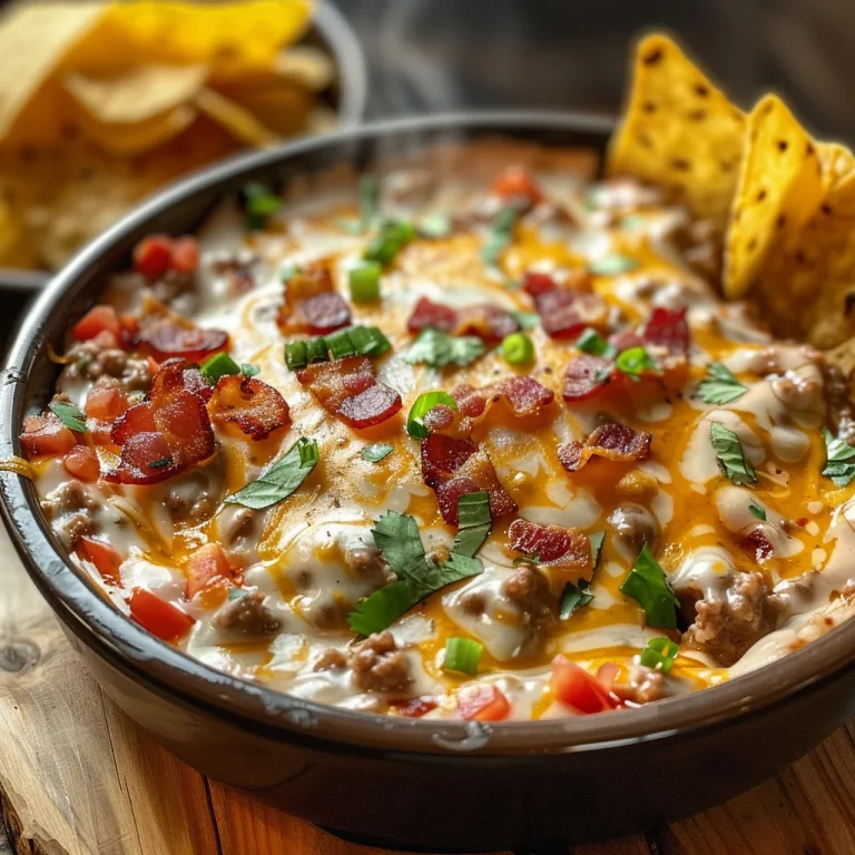 Sizzling Bacon Cheeseburger Queso Dip