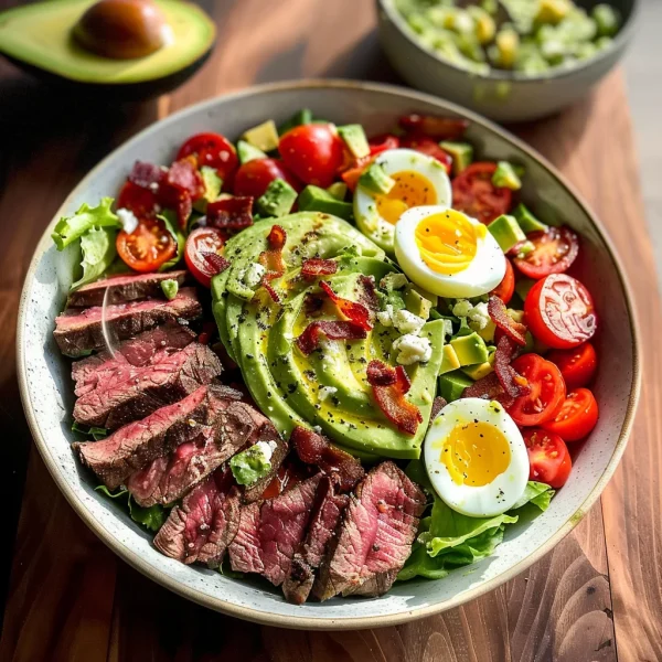 Steak Cobb Salad with Creamy Avocado Dressing {Whole30, Keto}