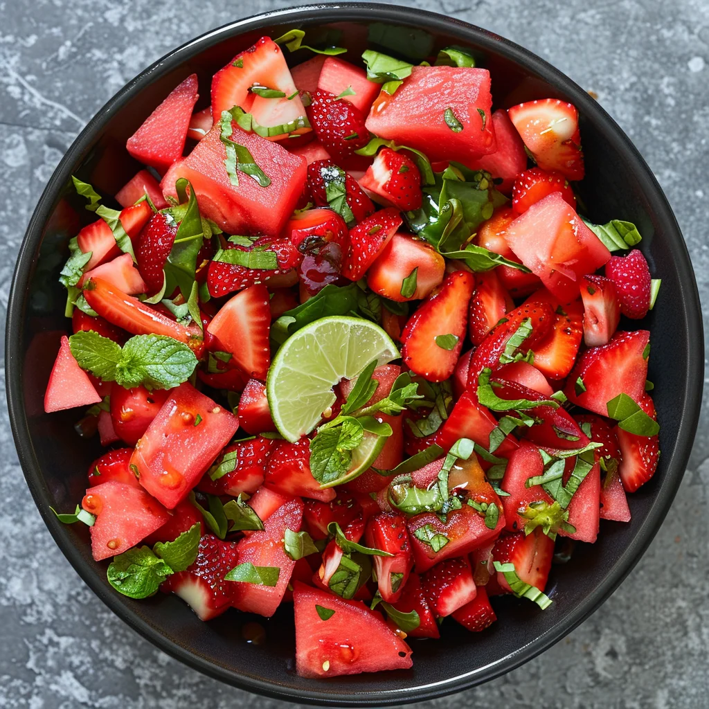 Watermelon Salad With Strawberries & Honey Lime Dressing image 3