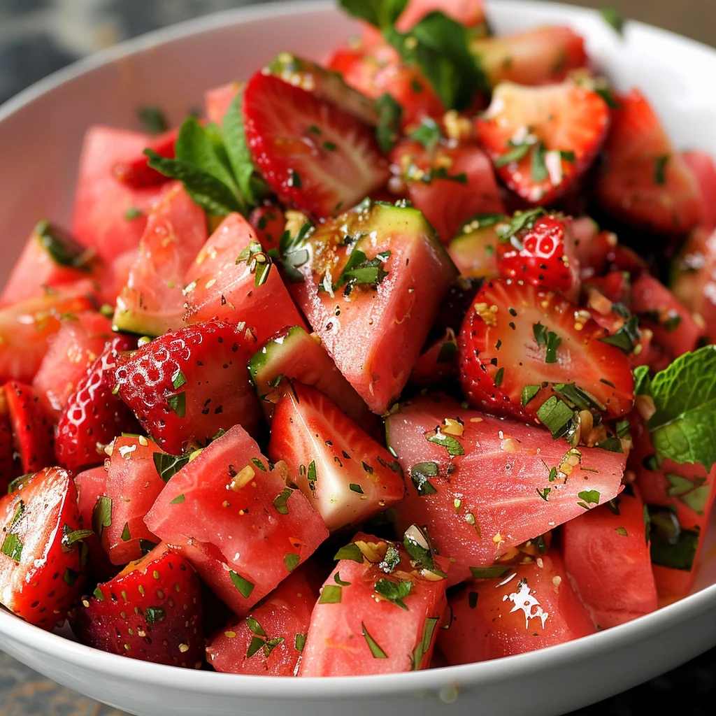 Watermelon Salad With Strawberries & Honey Lime Dressing image 4