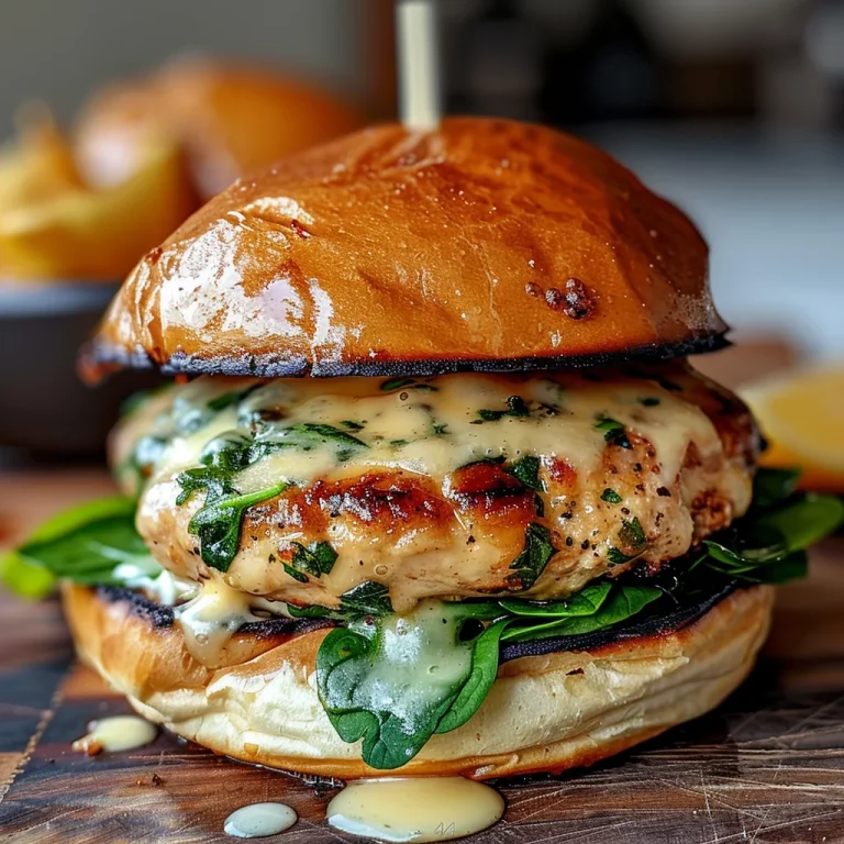 White Cheddar and Spinach Chicken Burgers