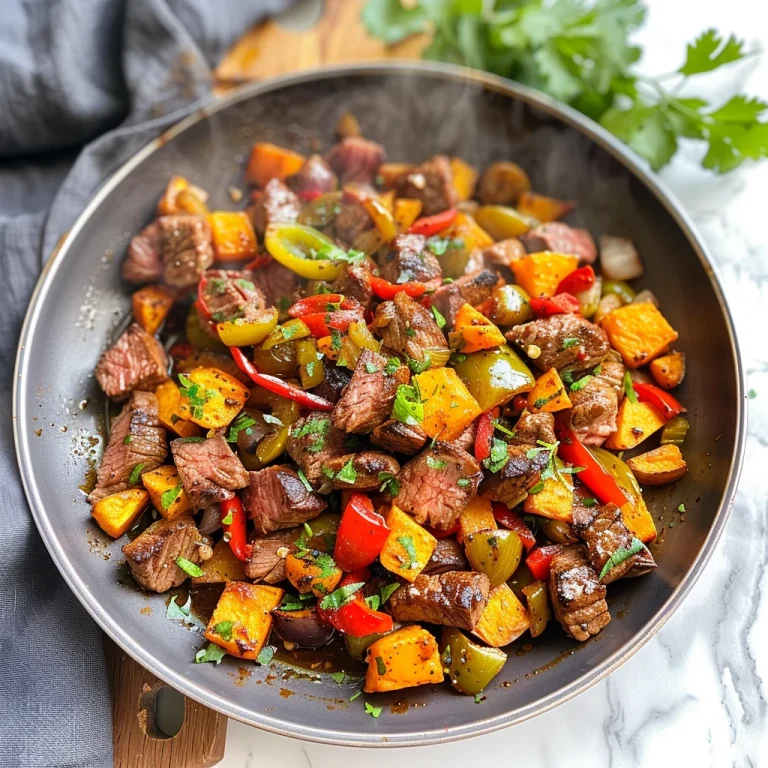Whole30 Steak Bites with Sweet Potatoes and Peppers