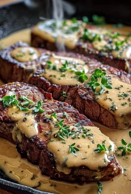 Cast Iron Bavette Steak with Whiskey Garlic Cream Sauce