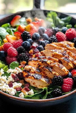 Grilled Berry Feta Chicken Salad with a Sweet Chipotle Dressing