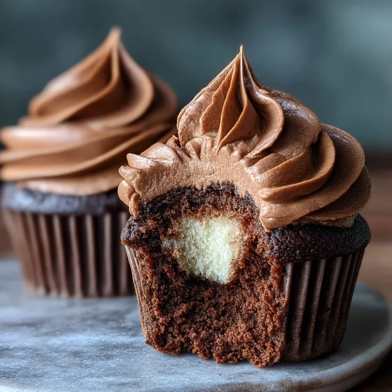 Swirled Chocolate Cupcakes with Creamy Chocolate Filling