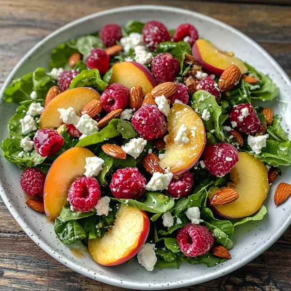 White Peach Raspberry Almond Salad