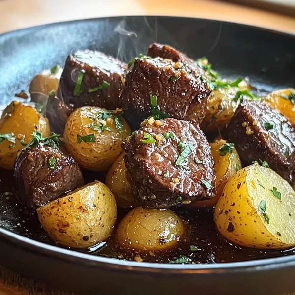 Garlic Butter Beef Bites with Potatoes