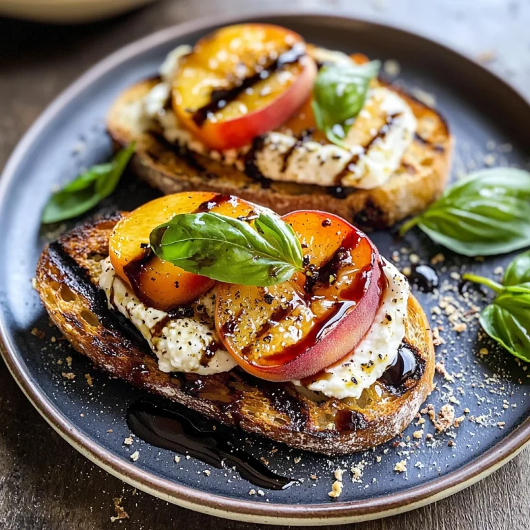 Grilled Peach and Burrata Crostini