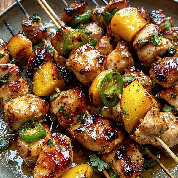 Jalapeno Peach Chicken Skewers